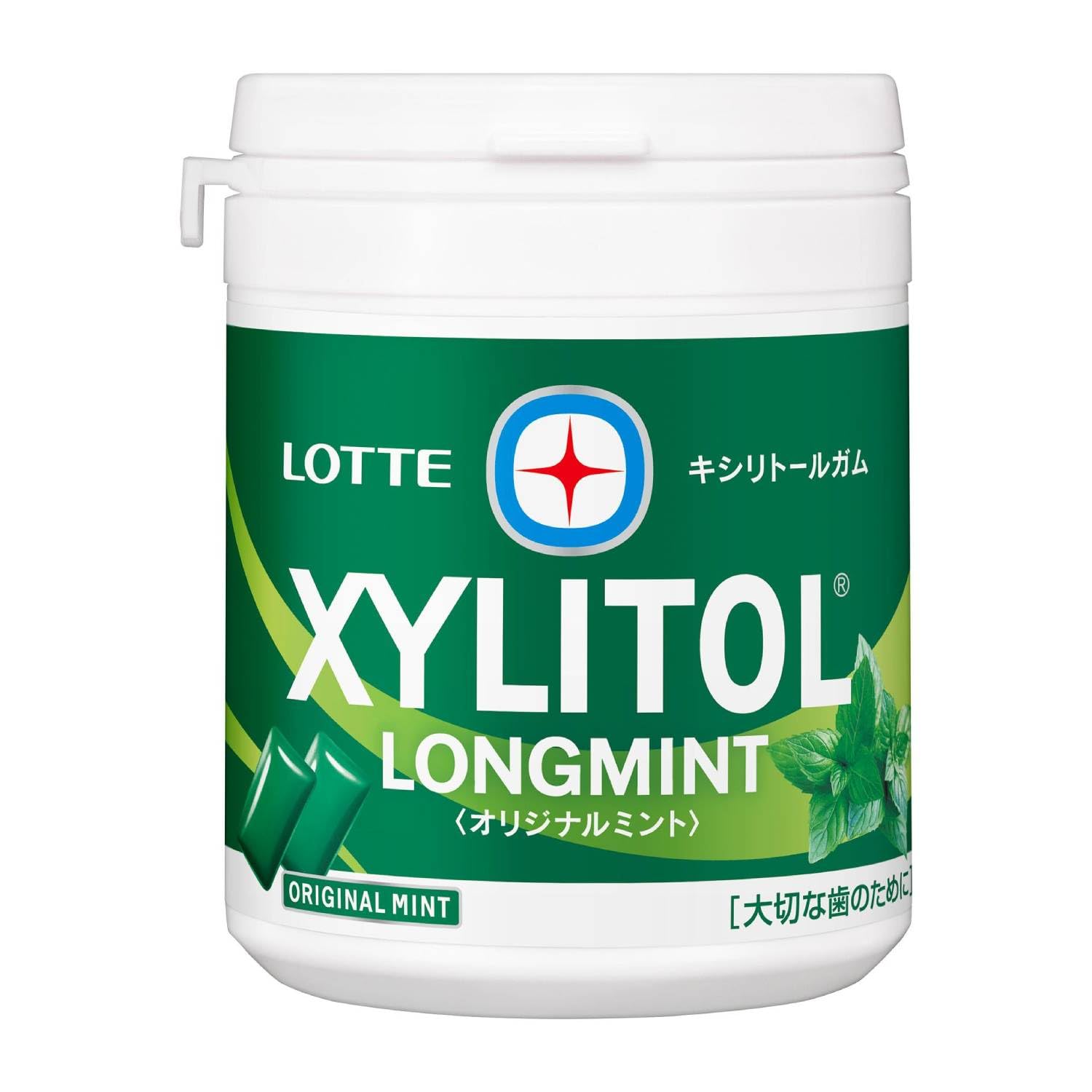 Жвачка Lotte Xylitol Long Mint (Оригинальный мятный) Семейная бутылка 133 г