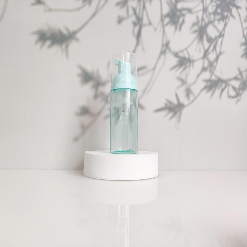 60ml Portable Transparent Green Facial Cleanser Foaming Bottle
