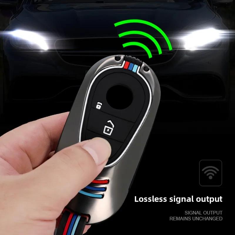 Zinc Alloy +Silicone Car Key Case Cover For Mercedes Benz C S Class W206 W223 S350 C260 C300 S400 S450 S500 2022 2023 2024 UU4