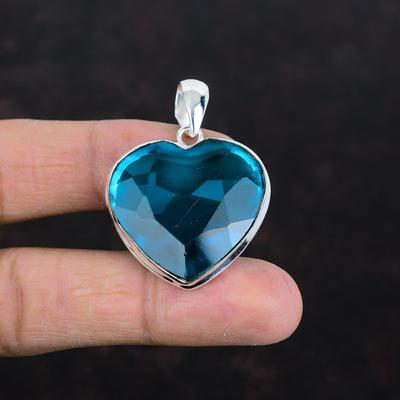 Facettierter Indigolith Anhänger Edelstein Anhänger Designerschmuck 925 Sterling Silber Anhänger Geburtsstein Anhänger Geschenke für Frauen Handgefertigter Anhänger