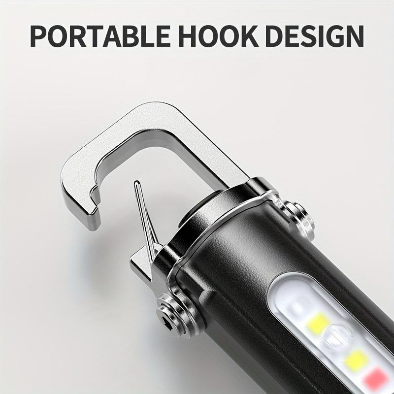 Mini Keychain Flashlight Rechargeable Pocket COB Working Light Outdoor Hook Emergency Warning Light for Camping Walking Hiking