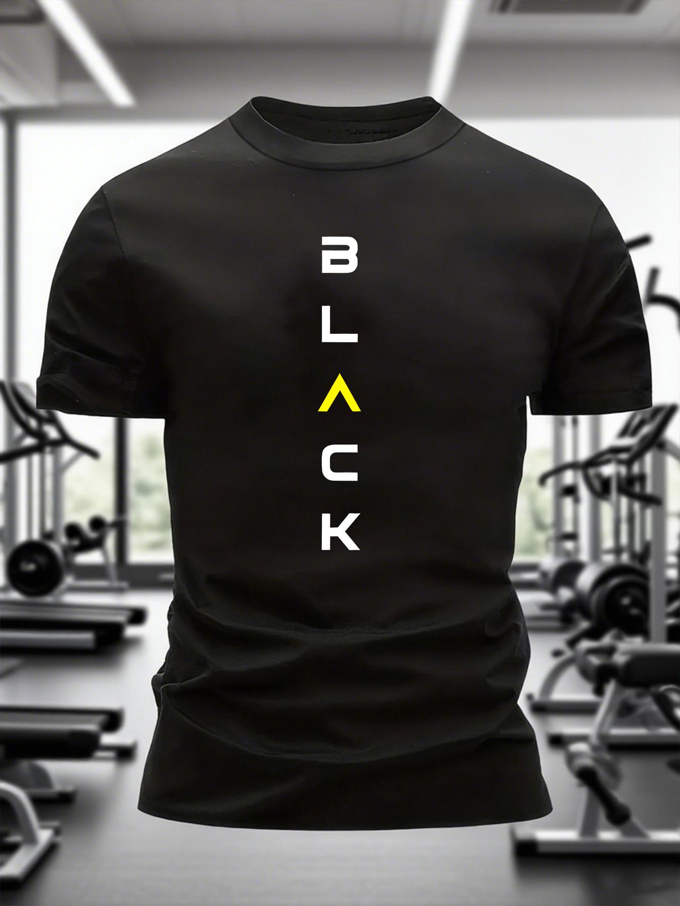 Men S T-Shirt with BLACK Letter Print XXXL
