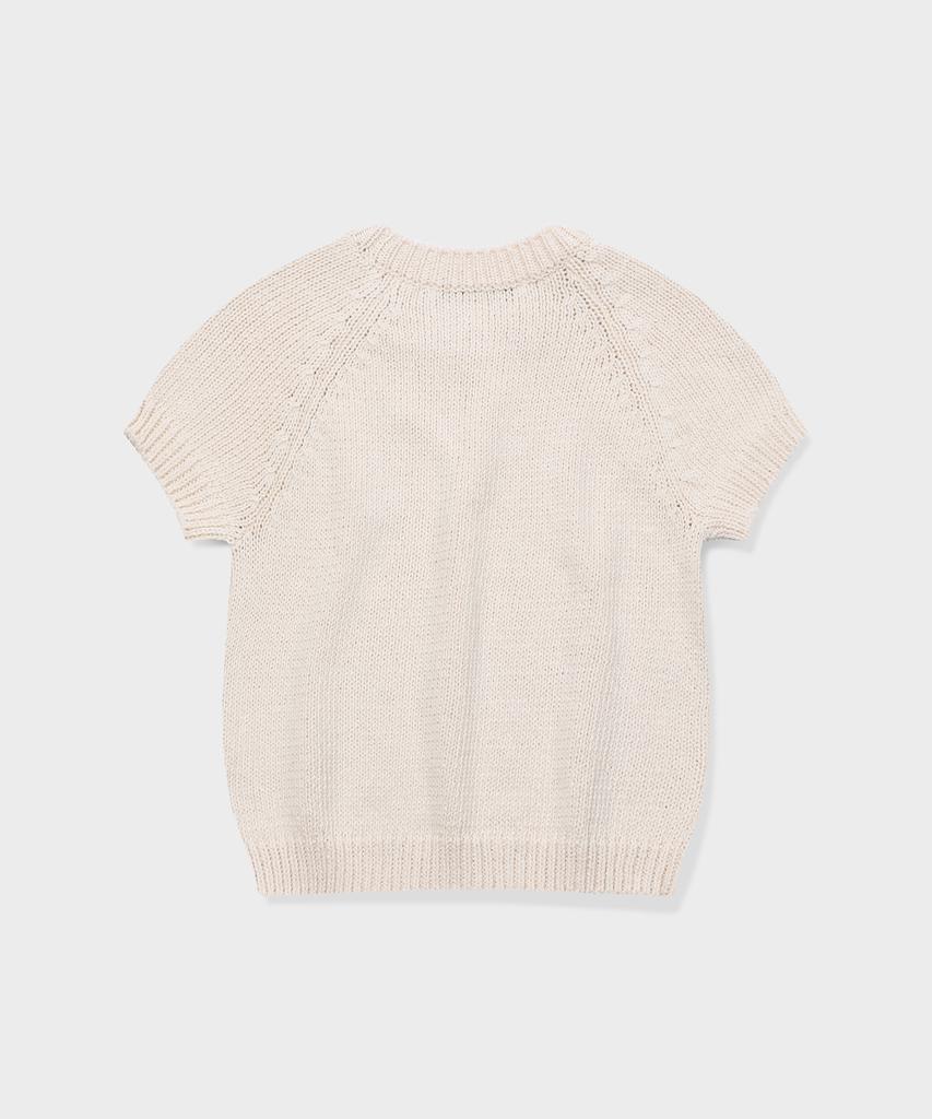 Geulleondeun Plump Short-Sleeve Knit Sweater (Ivory)