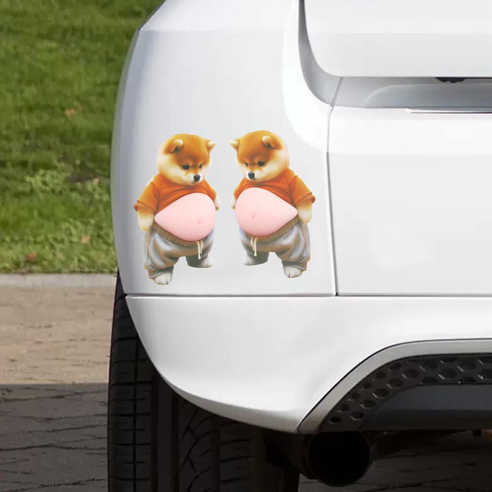 2/6Pcs 3D Shiba Inu Silicone Belly Bumper Stickers - Super Soft Anti-Collision, Car & Home Decor Protective Stickers