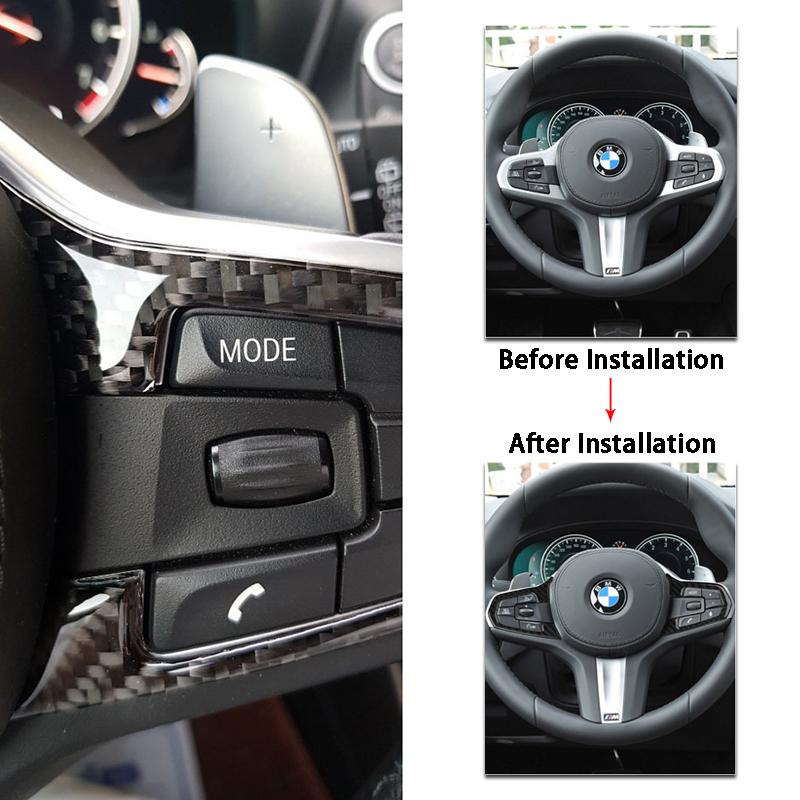 2Pcs Carbon Fiber Steering Wheel Button Trim Cover Decals Car Styling For BMW New X3 X4 G01 G02 G08 2018-2022 Car