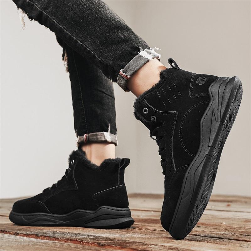 Vintersnøstøvler for menn Holder varmen Bomullssko Utendørs tursko Plysj Varm Høy ankelstøvler Joggesko