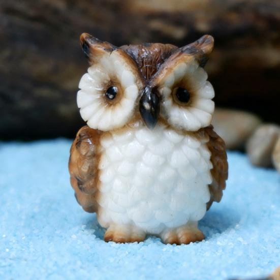 Mini figurine de hibou en résine, ornement miniature pour terrarium, bonsaï, micro-paysage, jardin féérique, décoration de gâteau
