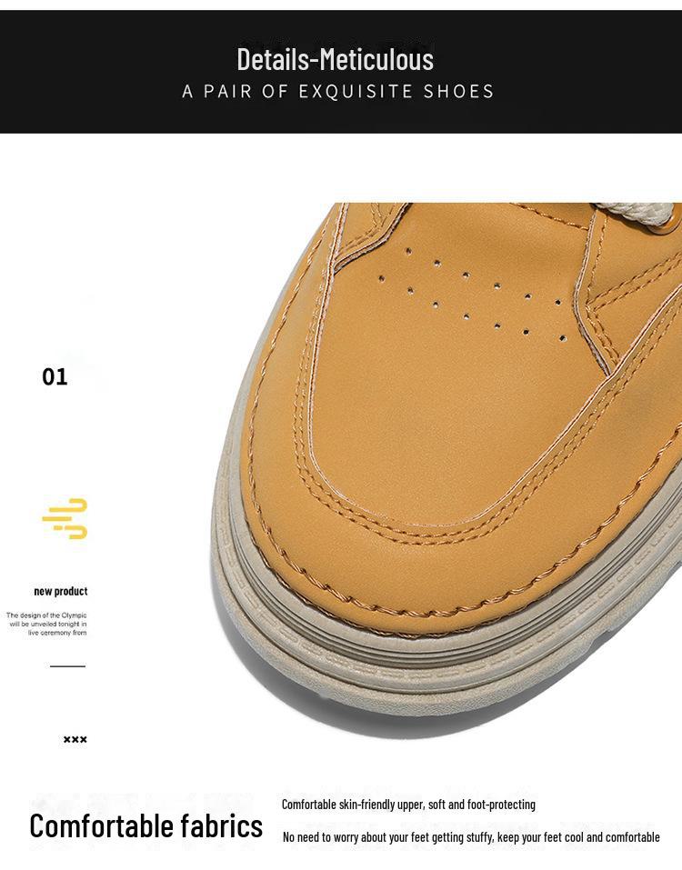 Men's Autumn High-Top Leather Martin Boots: Trendy, Thick-Soled Korean Style Casual Shoes