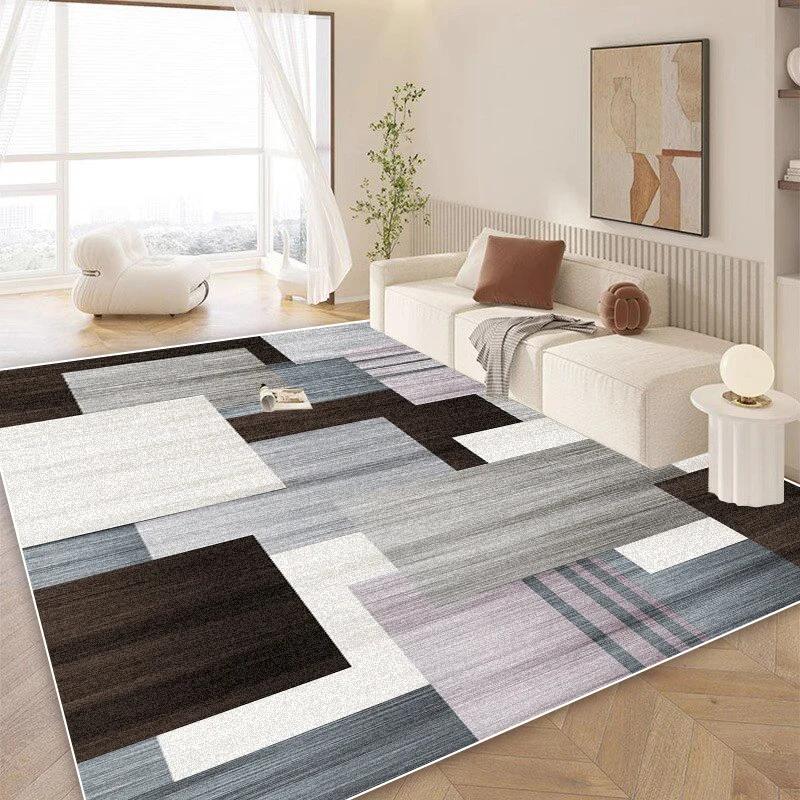 Modern Geometric Carpet Living Room Luxury Home Decoration Sofa Non-slip Large Area Rugs Cream Wind Bedroom Bedside Floor Mats