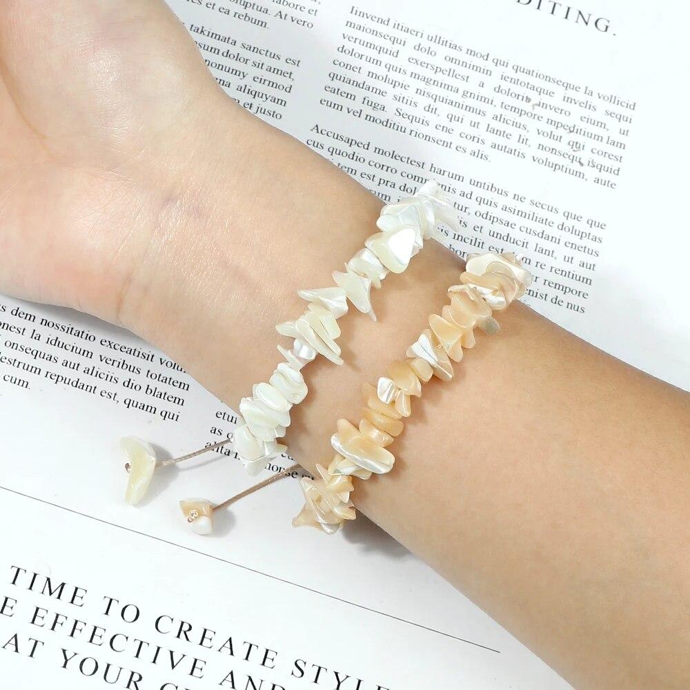 2023 Bohemia Natural Shell Bracelet for Women Men Irregular Beach Handmade Adjustable Size Bangle Fashion Jewelry Halloween Gift