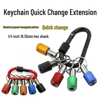 5-Piece Colorful Keychain 1/4" Hex Shank Quick Release Extension Rod with Carabiner