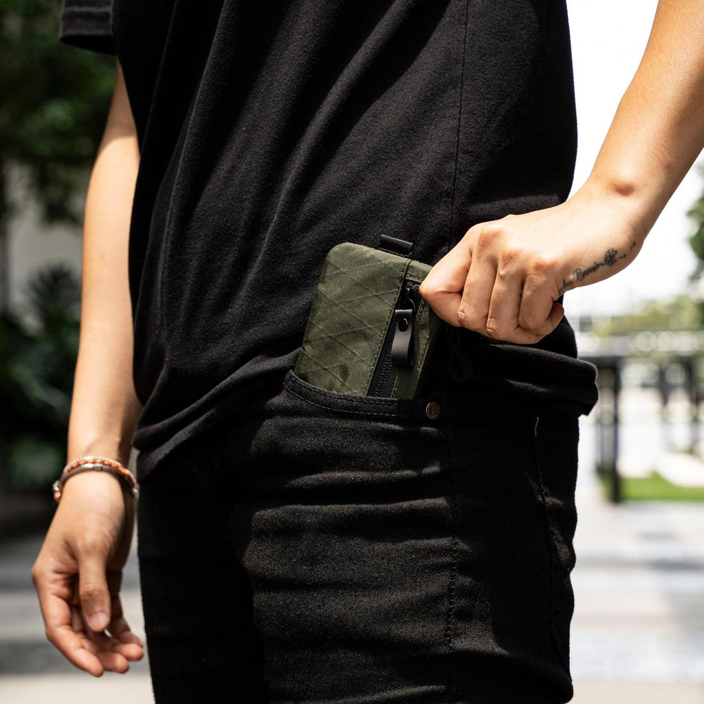 ALPAKA Zip Pouch RFID Slim Compact Wallet with Coin Card YKK Business Travel Gift Anti-Skimming Men's Purse, Slots, Label, Water-Repellent Zipper,