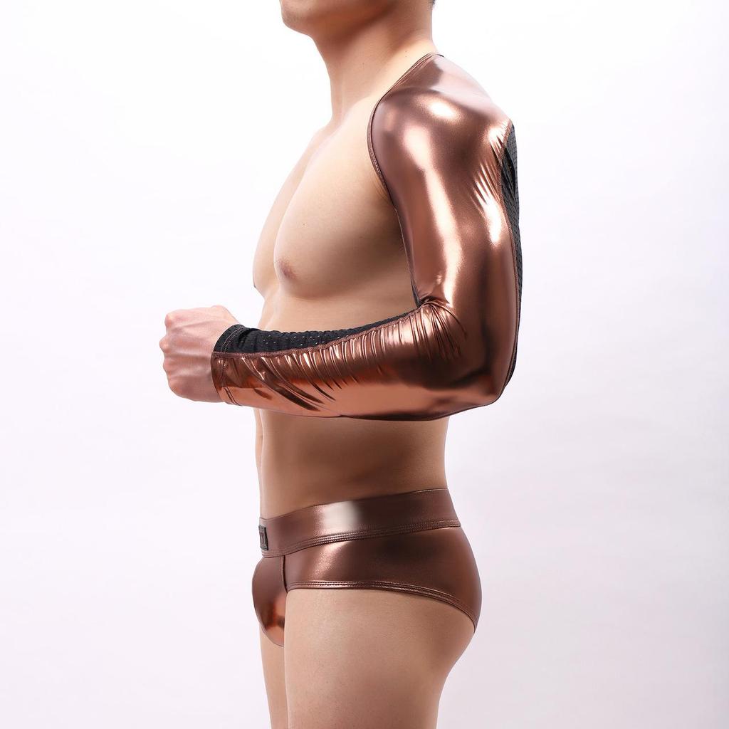 Men's Shawls Underpants Suits Faux Leather Cutout Stage Costumes Sissy Chest Harness Men  BDSM Fetish Underwear Bondage