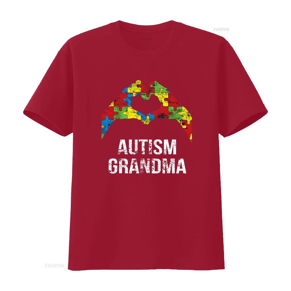 Autism Grandma Awareness Month Proud T Shirt Vintage Washed Comfortable Slightly Graphic Homme Casual Stylish Fashion Stretched