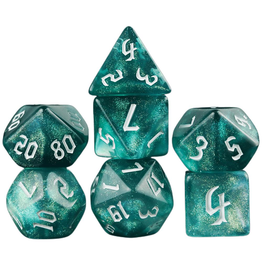 7pcs Game Dice Set Glitter Colored Polyhedral Dice D4-D20 with Tube for Table Game, Gaming Gift