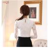 Lace Tops for Women Long Sleeve Fall Winter High Neck Mesh Blouse Slim Fit Hollow Out Casual Shirt