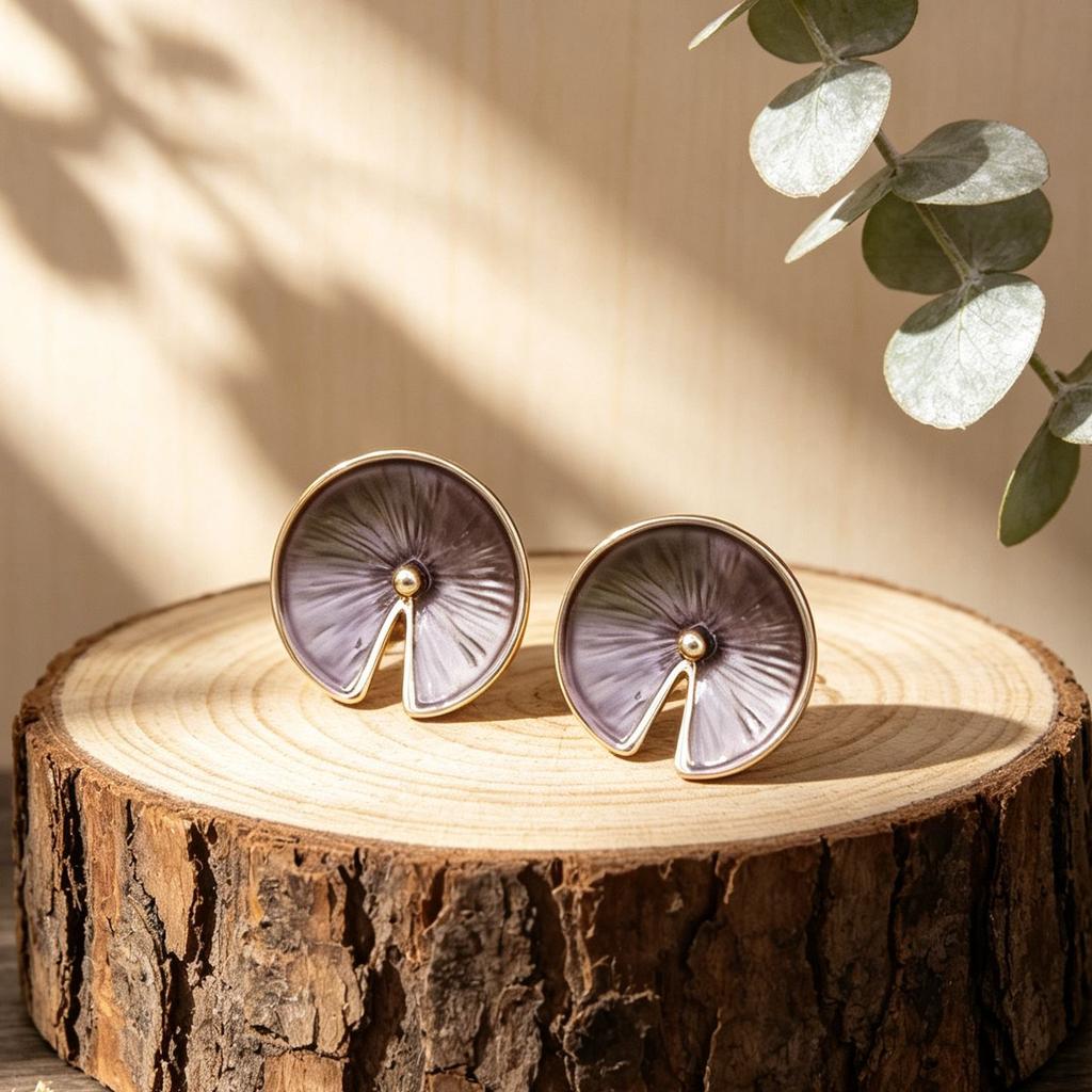 Lotus leaf design hand-painted enamel colored stud earrings niche design fashionable women's environmentally friendly alloy earrings