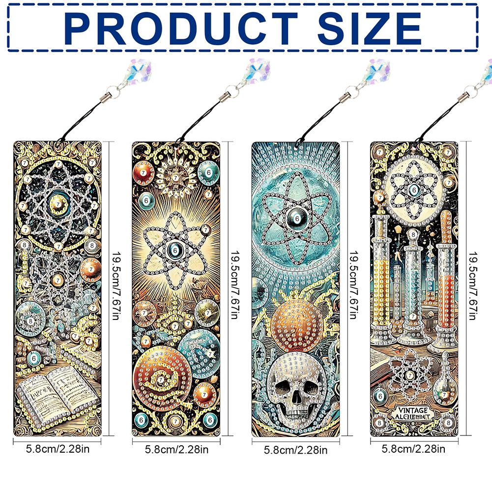 8Pcs Colored Patterns DIY Diamond Bookmark Art Projects Irregular Shaped Diamonds for Readers Home Office Book Decor & Gift Idea