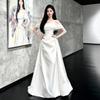 Celebrity Banquet Evening Dress French Haute Couture Shoulder Birthday Dress Satin Simple Engagement Dress Wedding Dress
