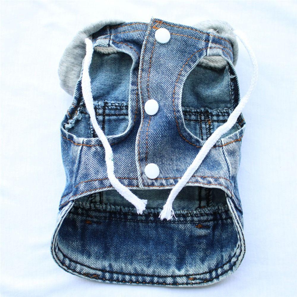 Cool Spring Dog Hoodies with D-Ring Puppy Harness Coat Dog Jean Jacket Vest For Small Medium Dogs