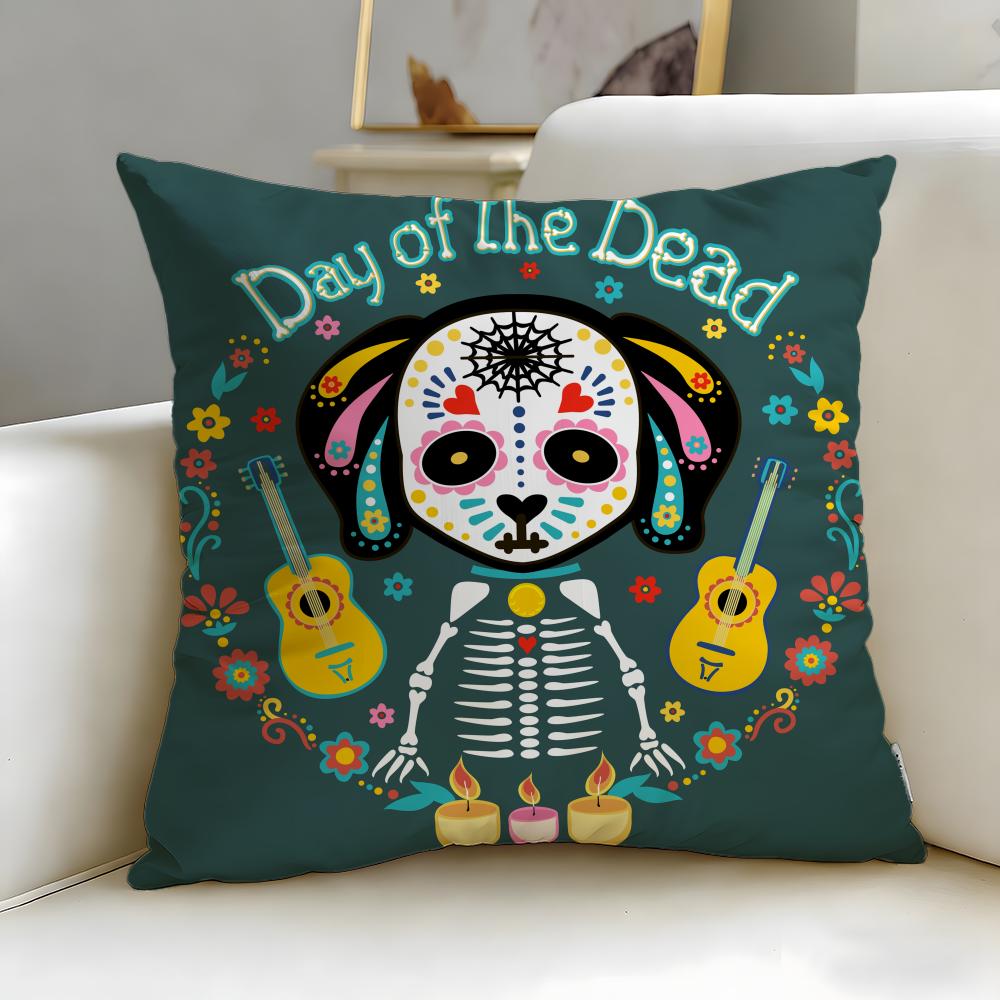 holiday Mexico Easter Flower Skeleton Cushion Cover Soft & Easy-Wash Pillow Case – Versatile for Couch, Bed, Travel and Office