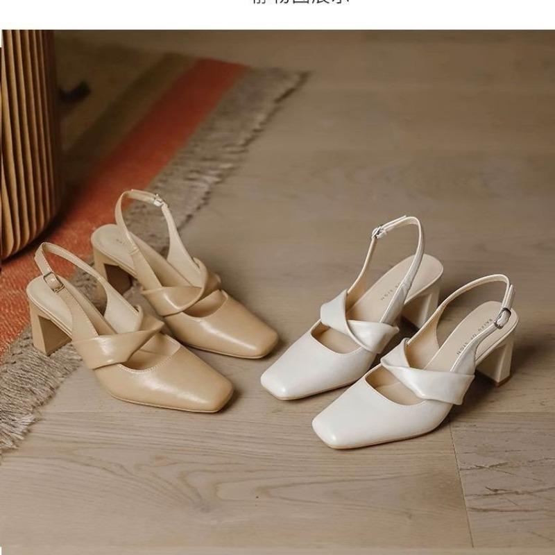 Sandali Moderni con Tacco Quadrato e Tacco Alto Cinturino con Fibbia Scarpe da Donna Monocolore in Saldo 2025 Moda Sandali da Donna Bassi Essenziali