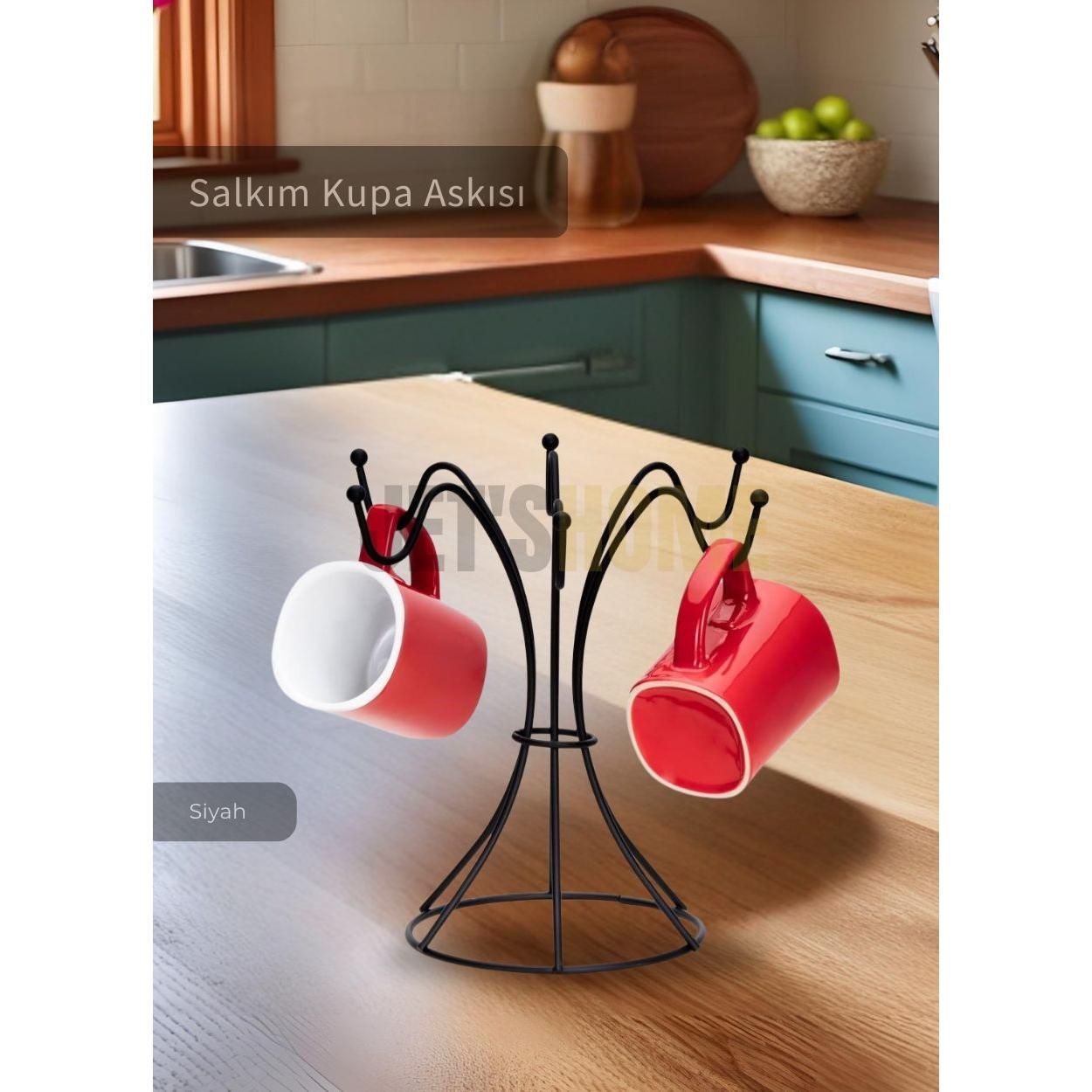 

Fincan ve Kupa Askısı Paslanmaz Tezgah Üstü Bardak Düzenleyici Askılığı Çelik Siyah
