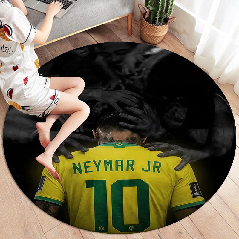 Neymar Round Area Rug,Carpet Rug for Living Room Bedroom Sofa Playroom Decor,Non-slip Floor Mat