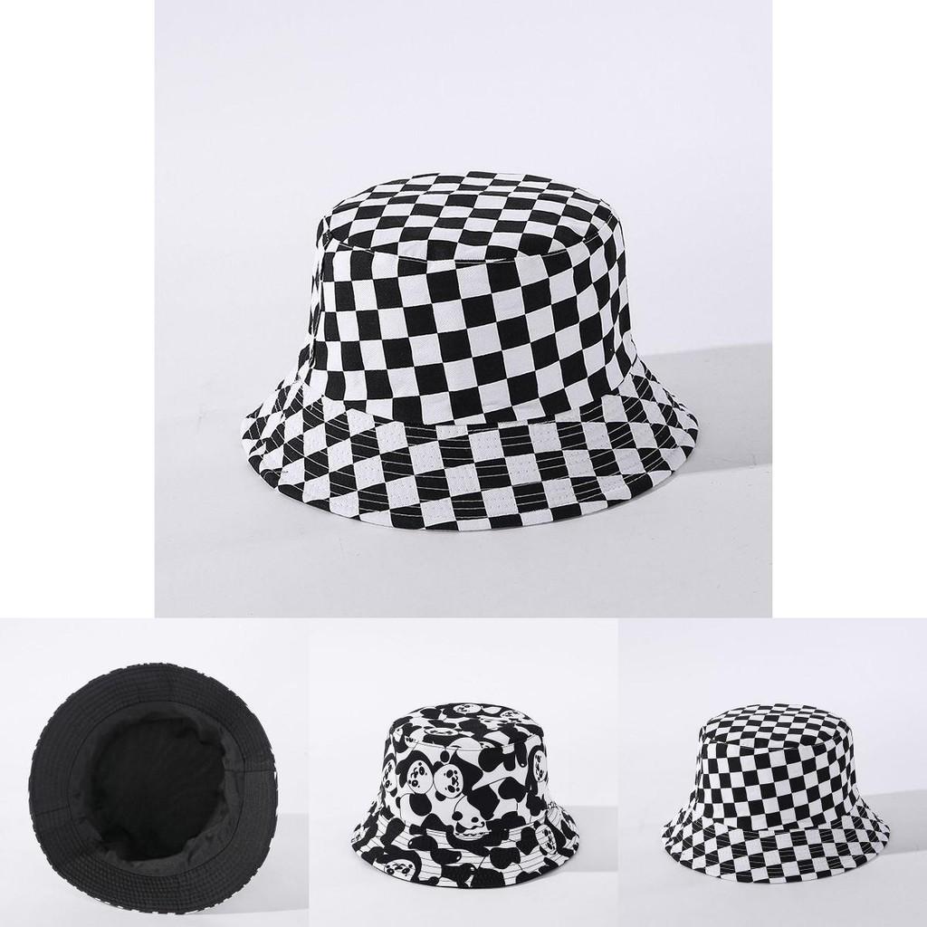 Versatile Black White Print Fisherman Bucket Hat Featuring A Fun Smiley Face Patch For Men And Women