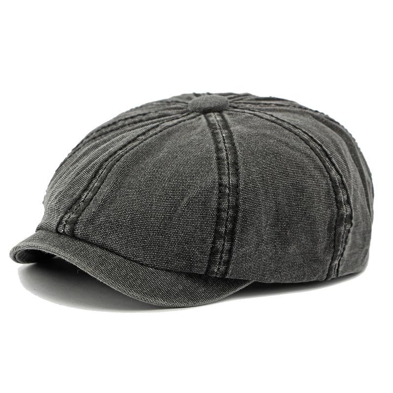 Denim Osmihranný klobouk pánský Britský baret Duck Tongue Painter Hat Retro Newsboy Hat