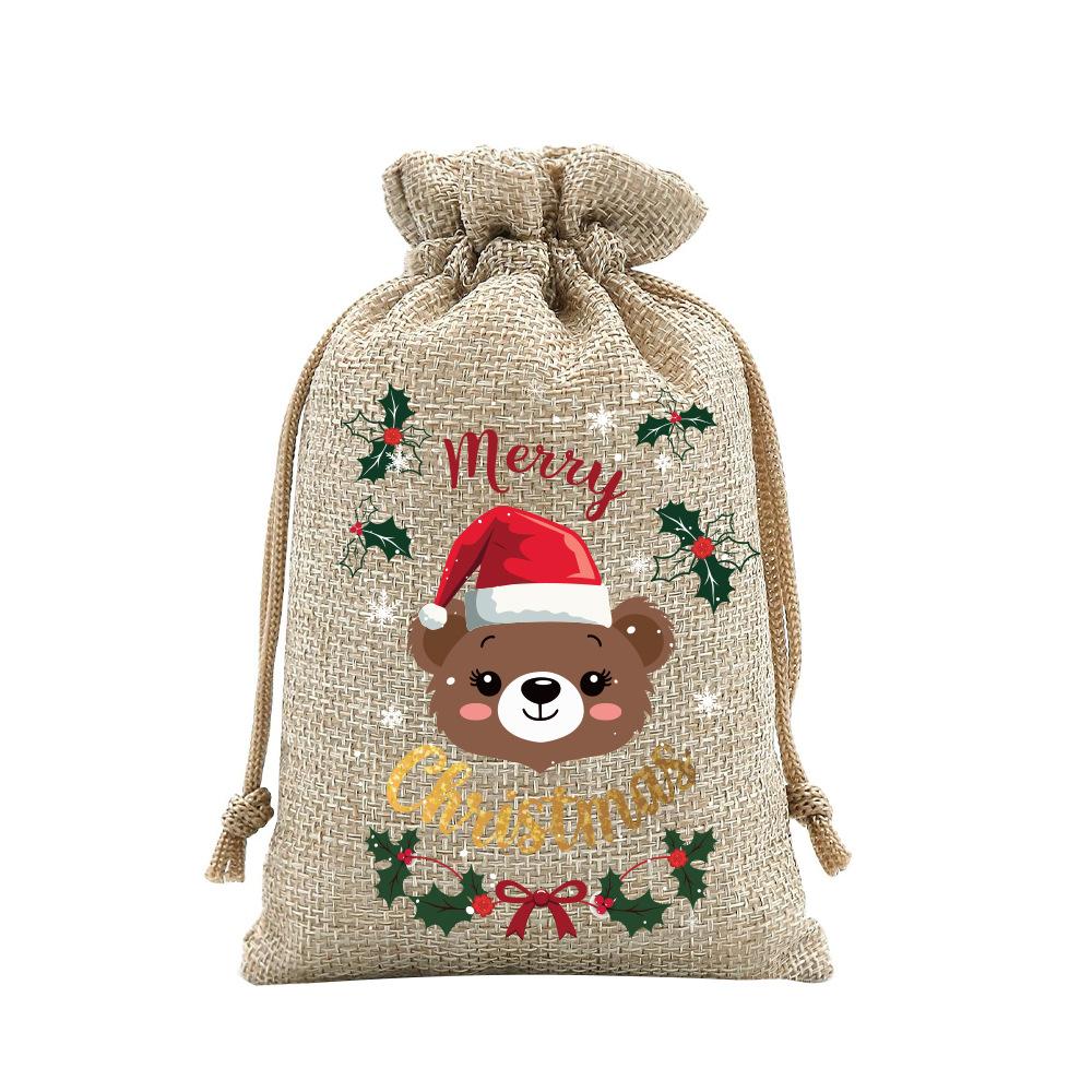 24pcs Christmas Packaging Bags Linen Drawstring Bags Festival Decoration Bags Storage Bags Velvet Gift Bags Drawstring Bags