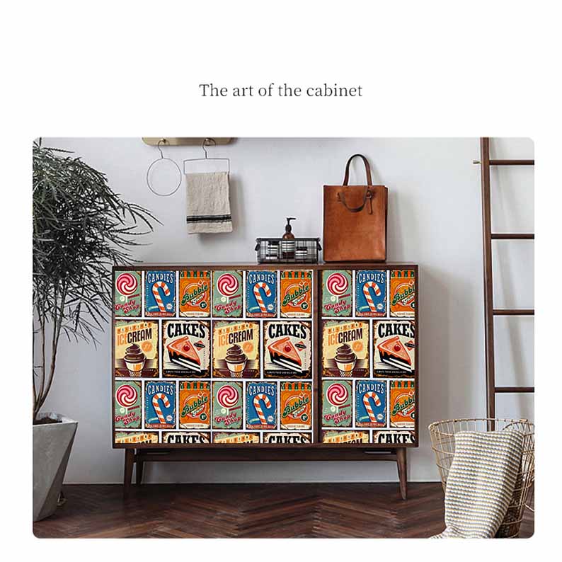 Retro Cartoon Self-Adhesive Waterproof Wallpaper Bedroom Living Room Wall Decor Desk & Furniture DIY Removable Stickers