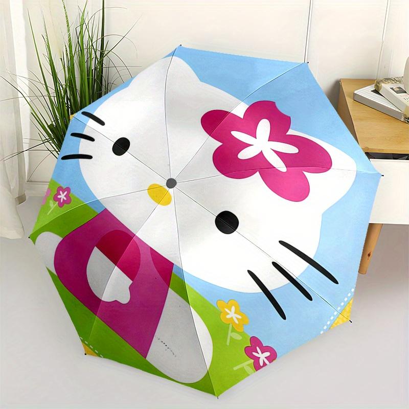 

1pc Hello Kitty,Coloring Book Automatic Umbrella-Foldable, Durable 8-Bone Design, Compact and Stylish, Great for Camping, Halloween, Christm
