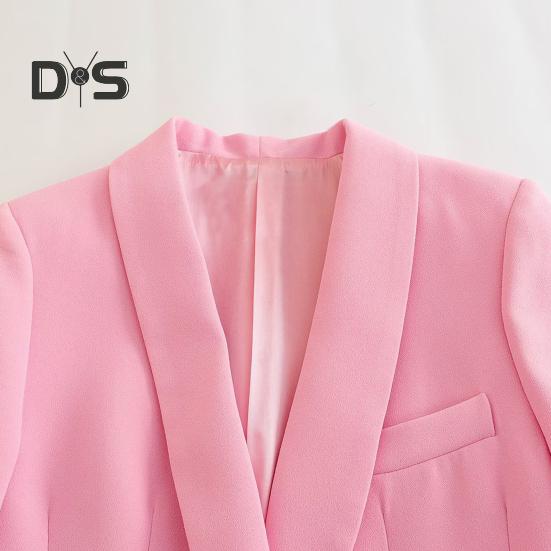 2 bucăți/set ținute birou femei rever mânecă lungă costum cu un singur buton haină talie înaltă pantaloni lungi set îmbrăcăminte de lucru pentru afaceri