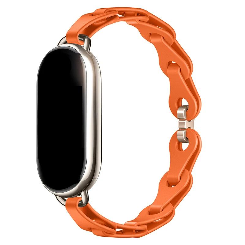 Rubber Strap for Xiaomi Mi Band 8 Stainless Steel Buckle Bracelet for Miband 8 NFC Fashion Lady Style Replacement Silicone Band
