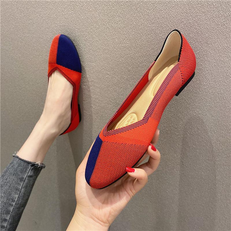 Neue lässige Doudou-Schuhe mit flachem Boden, fly-gewebte Damenschuhe, Einzelne Schuhe, atmungsaktiv, verschleißfest und rutschfest