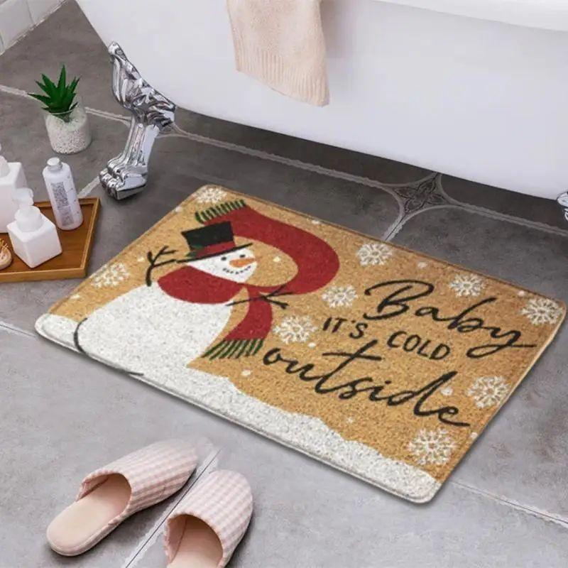 Weihnachtsdeko Fußmatte Weihnachten Schneemann Teppich Innen Außen Eingangsteppich Feiertags-Heimdeko Fußmatte