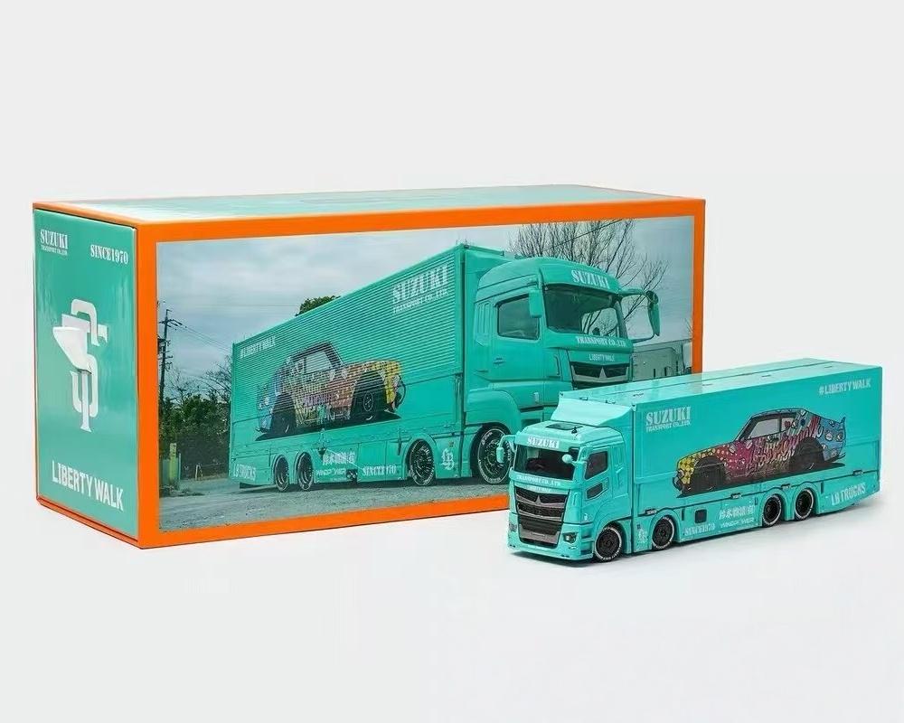 cwlsev1 1:64 Mitsubishi FUSO container truck Transporter LBWK JDM flying wing simulation alloy car model, adult ornaments, boys toys