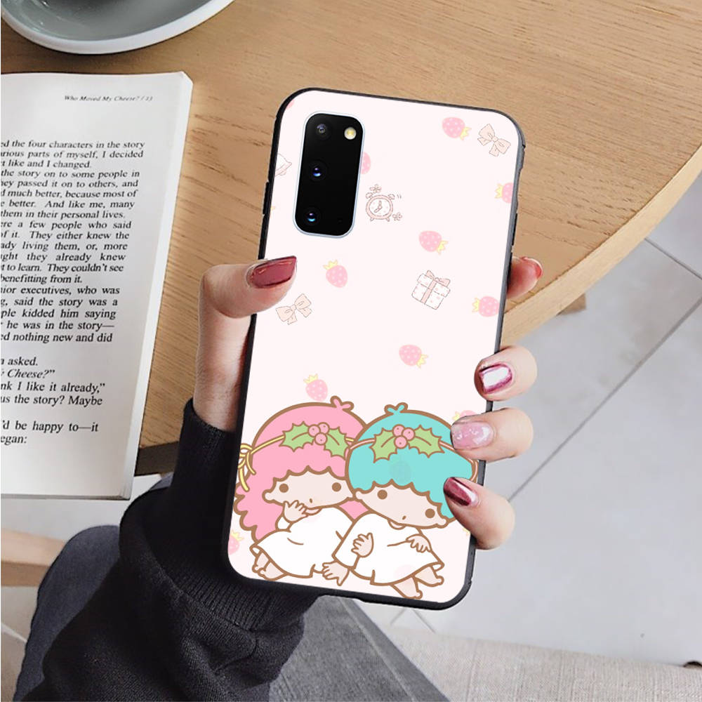 AH32 Cute Little Twin Stars Black Case for Samsung Note 20 Lite S24 Ultra S23 S22 A05 A06 A11 A71 A15 A16 A13 A24 A25 A33 A52 A53 M55 M35 Sofe Cover