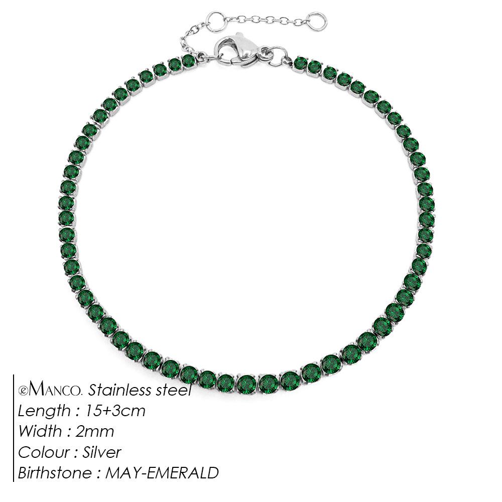 EManco Elegantes Geburtsstein-Tennisarmband mit Zirkonia-Diamanten