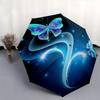 Blue Butterfly Glitter Wallpaper, Digital DownloadUmbrella, Cute Umbrella with Cute Design, Portable 3-Fold Compact Umbrella for Men & Women, Valentin