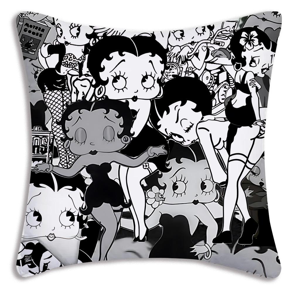 Cute B-Bettys Girl Boops Pillow Covers Cartoon Sofa Decorative Home Double-sided Printing Short Plush Cute Cushion Cover