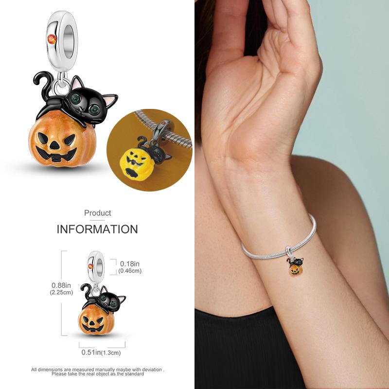 copper Charm Bead Charms Bead Charms Halloween Pumpkin Skull Collection Dangle Compatible With Authentic Bracelets Necklaces Women Do It Yourself Jewe