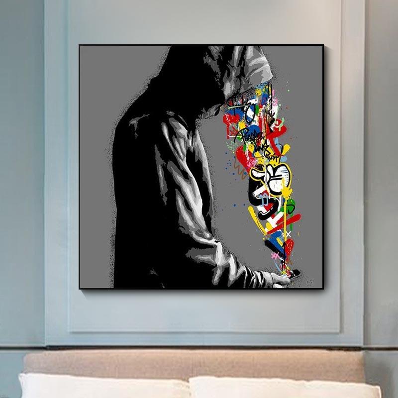 

Абстрактное уличное граффити, искусство на холсте, живопись, плакаты и принты Cuadros, скандинавская настенная картина для украшения дома, без рамки