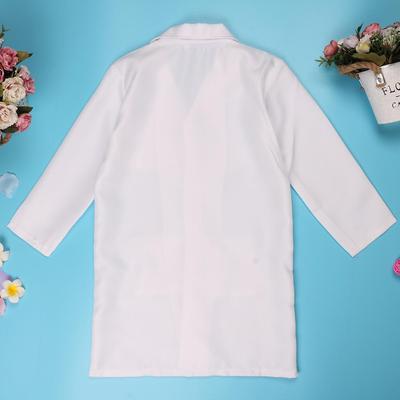 Kids Boys Girls White Long Sleeves Lab Coat Uniform Doctor Surgeon Cosplay Costume Fancy Party