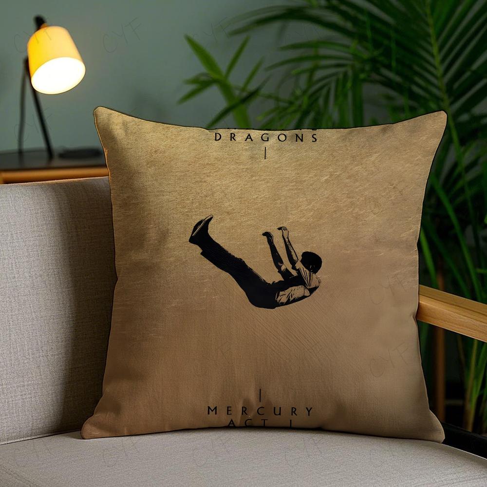 Imagine D-Dragons Band Pillow Case Anti-Dustmite Pillowcase Invisible Zipper Silky Short Plush Sofa Cushion Cover
