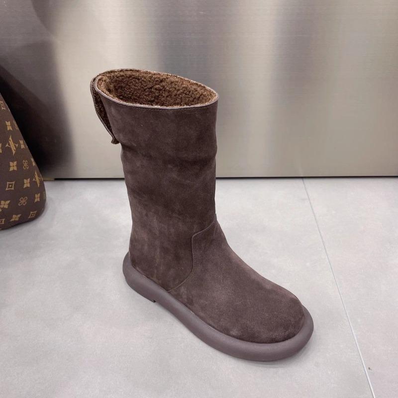 Versatile Flat Casual Fleece Women's Shoes, Snow Boots, New Boots, Mid-calf Cotton Boots