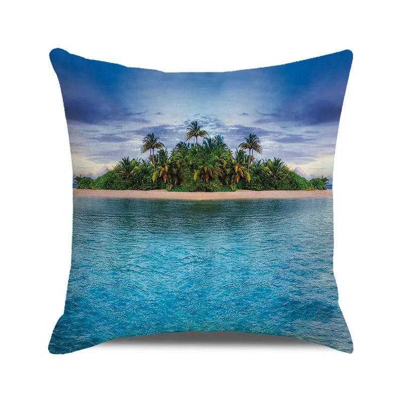 

45x45 см морской пейзаж, пляжная тема, наволочка с изображением животных и растений, удобный диван, автокресло, прикроватная подушка, чехол для домашнего декора для отеля 45x45cm