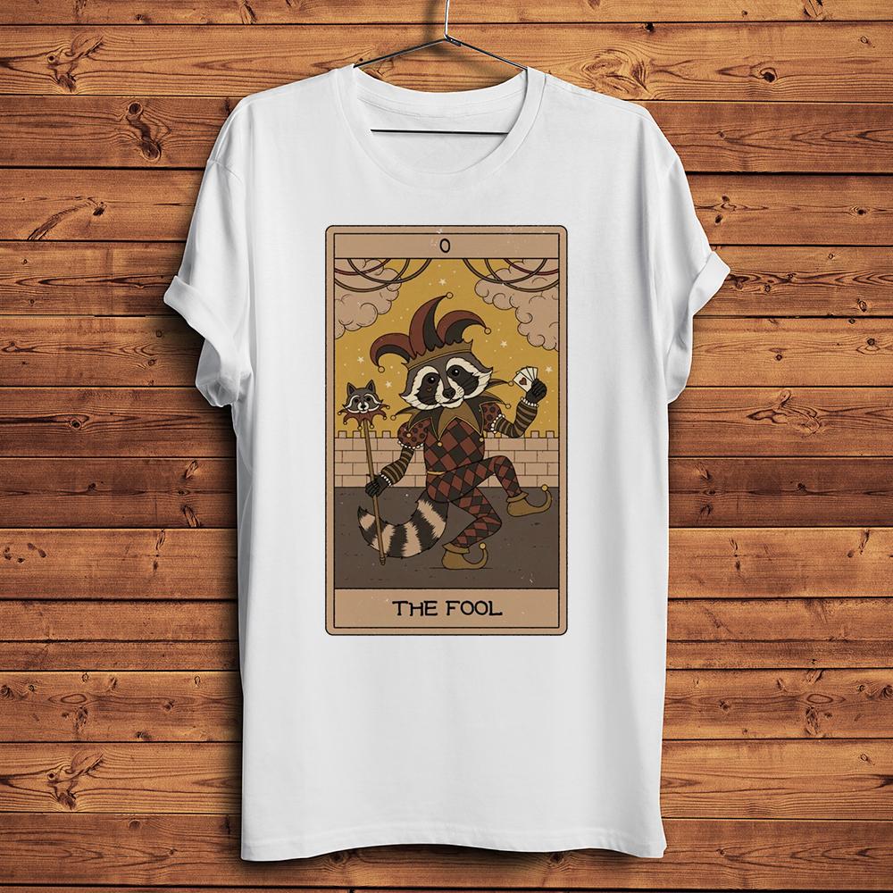 

sun moon devil Raccoon Tarot Funny T Shirt Unisex Homme White Casual Short sleeve Tshirt Unisex vintage Streetwear Tee nosticker 4XL