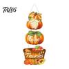Decoração Sazonal de Madeira Pingente de Ação de Graças, Decoração Durável de Outono, Placa de Madeira Impermeável Impressa com Abóbora e Cesta de Frutas, para Casa ao Ar Livre